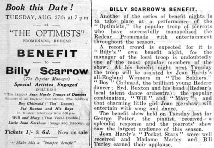 Billy Scarrow's Optimists 1935 Benefit Night